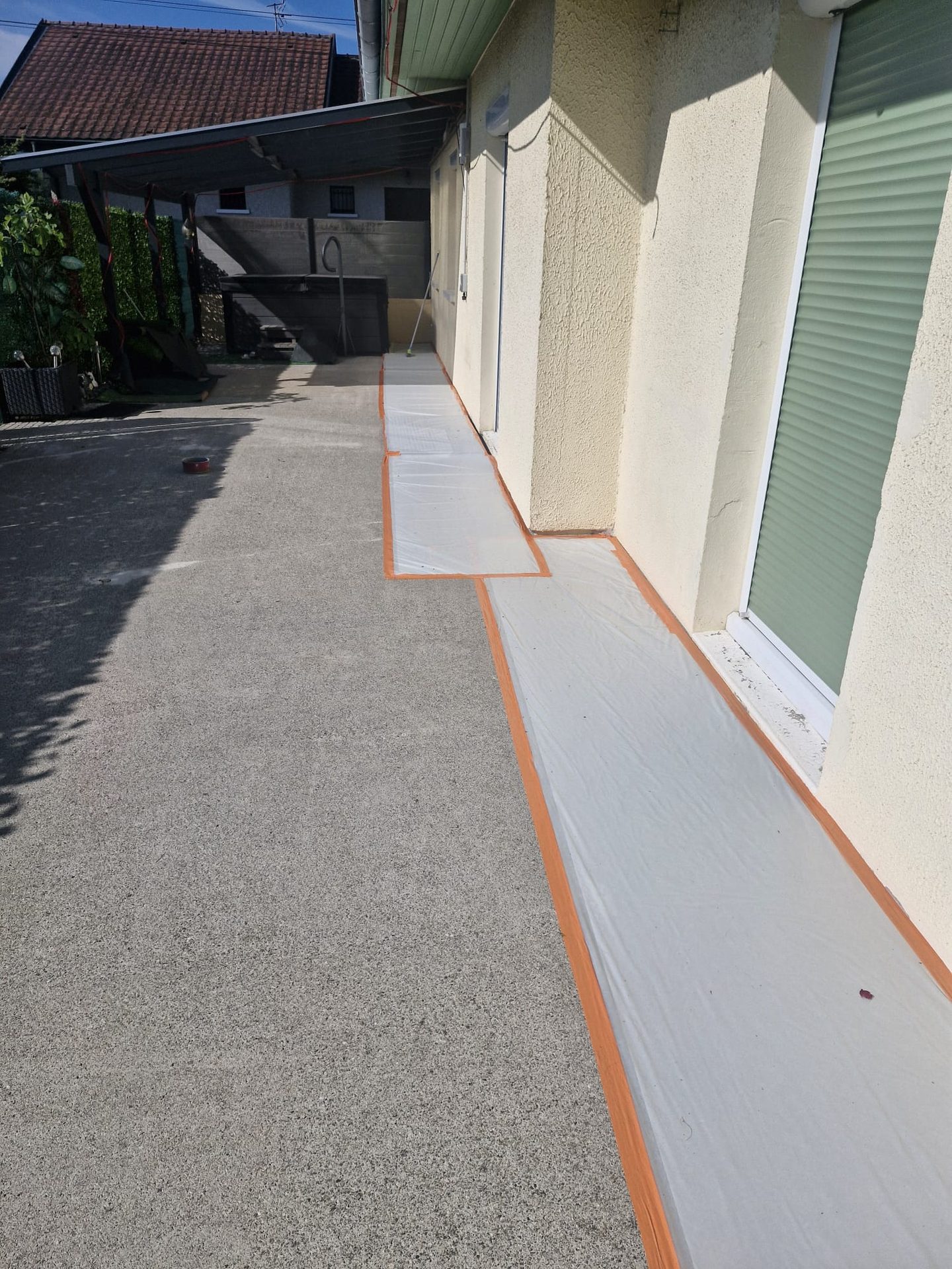 Protection d'un chantier de rénovation de façade