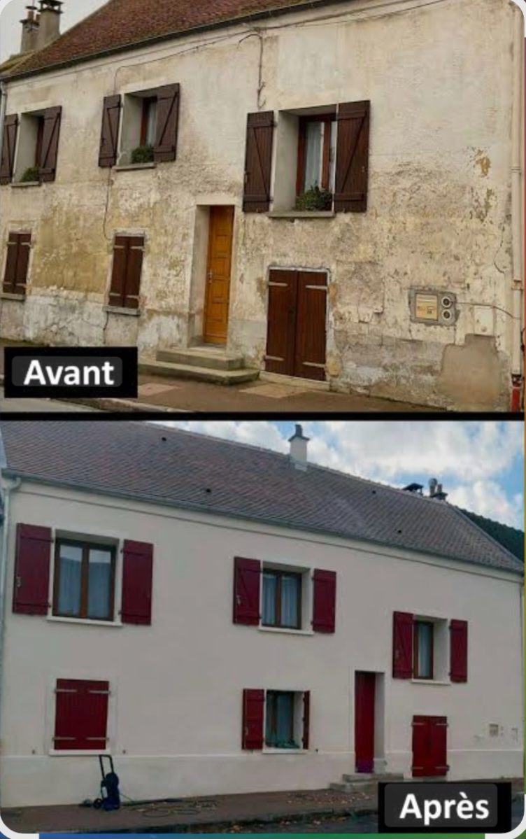 Grande façade avant et après sa rénovation